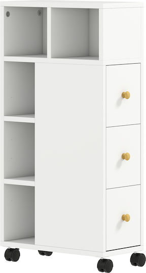 HomCom Ecke Boden Badezimmerregal Hölzernes 20x40x80cm Weiß