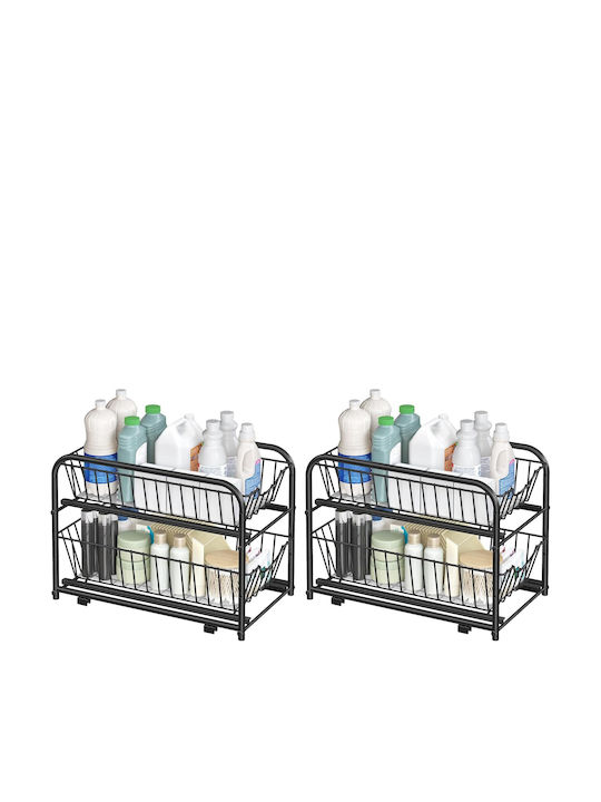 Songmics Floor Bathroom Shelf Metallic Black