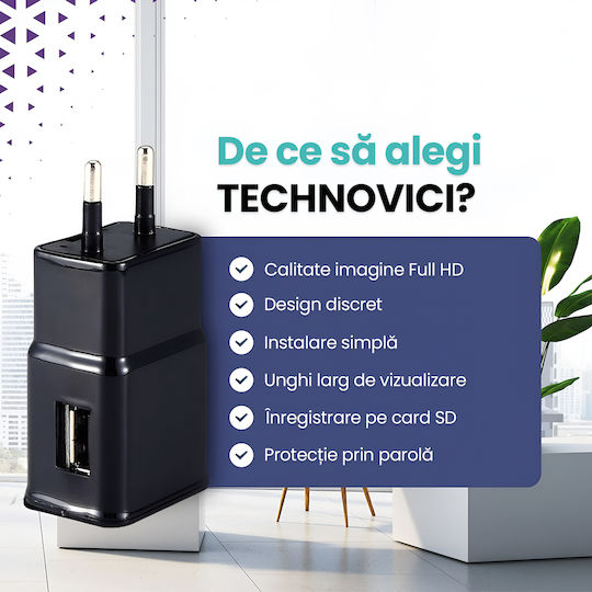 Cameră Spion Ascunsă În Încărcător Usb Wifi Card 64gb Full Hd 1080p Detectare Mișcare Aplicație Hdlivecam Vizualizare Live Înregistrare În Buclă Design Discret