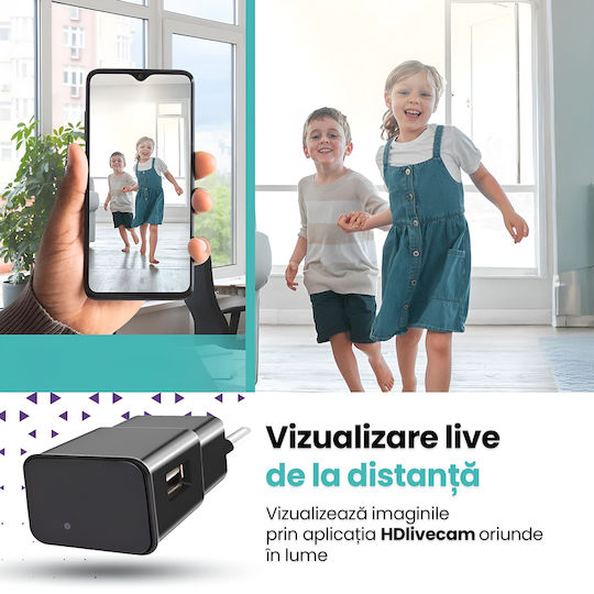 Cameră Spion Ascunsă În Încărcător Usb Wifi Card 64gb Full Hd 1080p Detectare Mișcare Aplicație Hdlivecam Vizualizare Live Înregistrare În Buclă Design Discret
