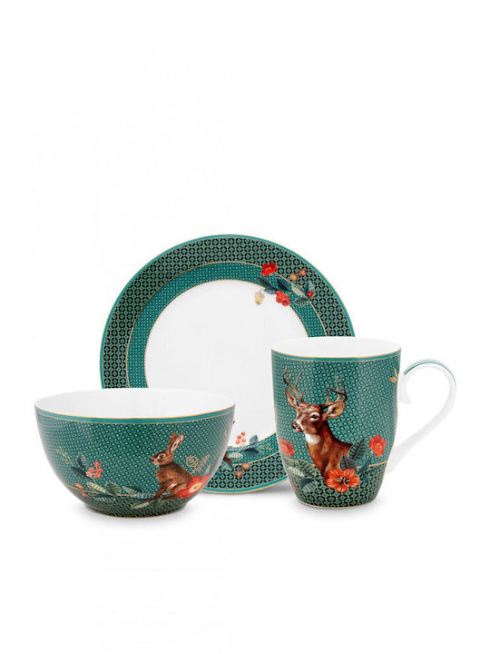 PiP Studio Winter Wonderland Σερβίτσιο Πιάτων από Πορσελάνη Πολύχρωμο 3τμχ