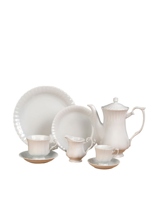 Cryspo Trio Ivona White Ceramic Dinnerware Set 40pcs