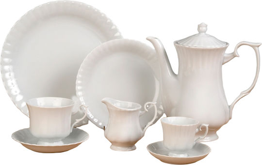 Cryspo Trio Ivona White Ceramic Dinnerware Set 40pcs