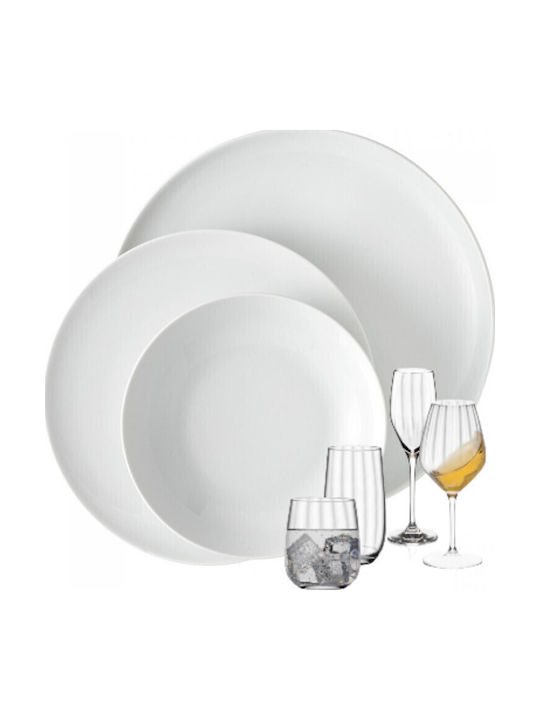 Lubiana Alb Porțelan Set de Vase 120buc