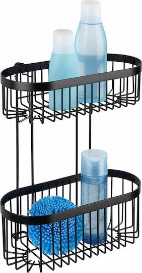 Wenko Classic Plus Montat pe perete Raft Baie Metal cu 2 Rafturi 26.5x14.5x33cm Negru Neagră