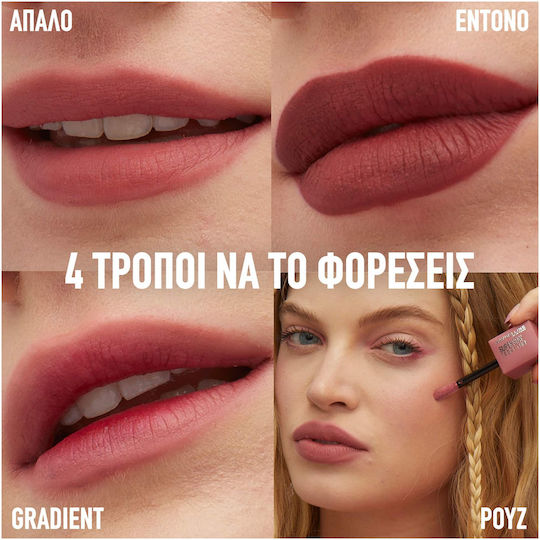 Maybelline Super Stay Teddy Tint Lang anhaltend Flüssig Lippenstift Matt 40 Petalcore 5ml