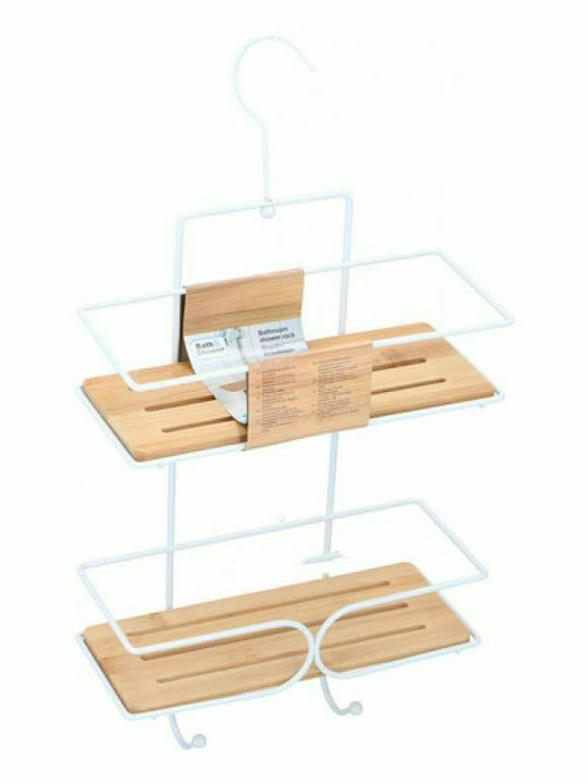 Raft Montat Pe Perete De Baie Metalic Cu 2 Rafturi 47.5x25x10cm Maro