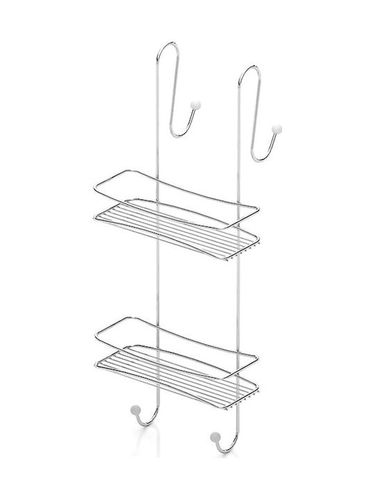 Viosarp An der Wand montiertes Badezimmerregal Metallisch mit 2 Regalen 25x10x62cm Silber