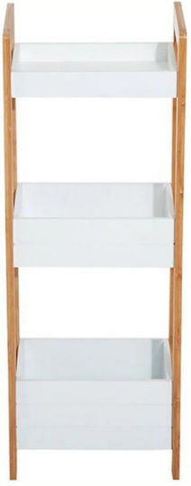 HomCom Boden Badezimmerregal Bamboo mit 3 Regalböden 27.5x27.5x27.5cm Weiß