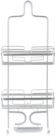 General Trade Montat pe perete Raft Baie Metal cu 2 Rafturi 26x13x66cm Argintie