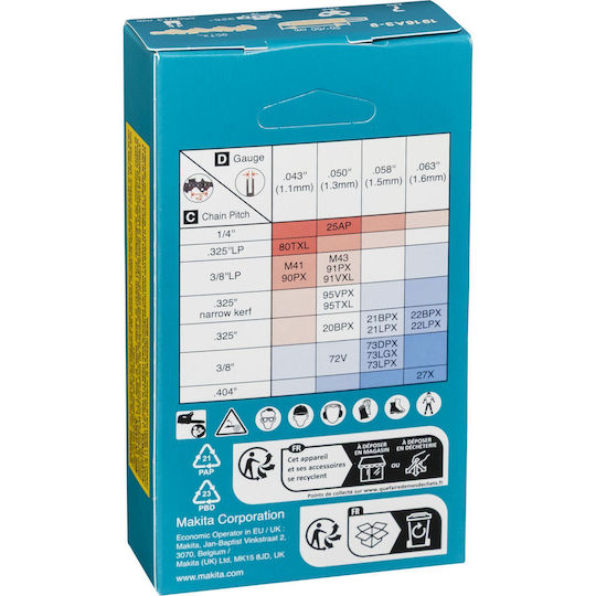 Makita 1916a3-9 Chainsaw Chain 50 Cm 95txl Pitch 325 Inch Gauge 050 Inch 1.3 Mm
