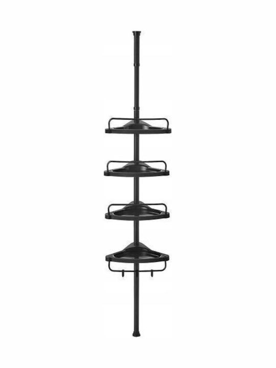 Ecke Boden Badezimmerregal Metallisch mit 4 Regalböden 25x25x35cm Schwarz