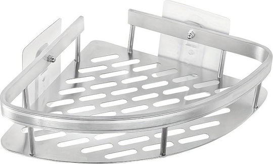 Home Use Corner Wall Mounted Bathroom Shelf Metallic 28x5.5x21cm Silver