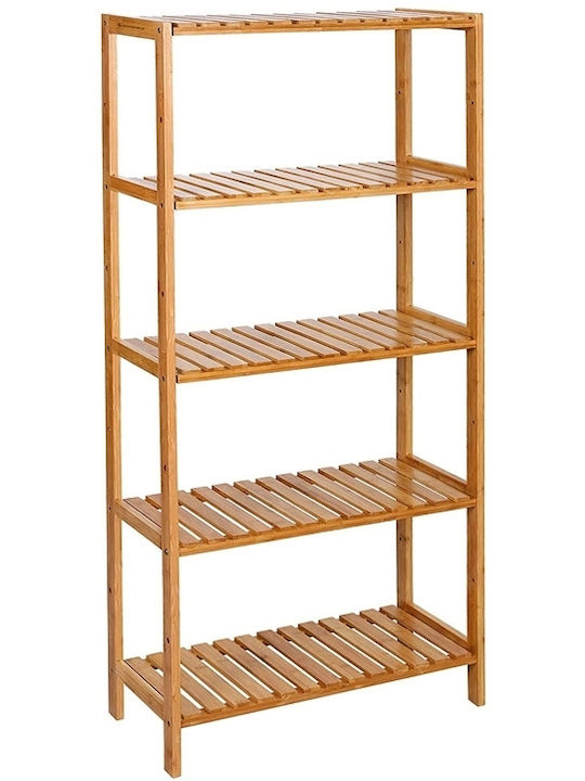 Songmics Επιδαπέδια Ραφιέρα Μπάνιου Bamboo με 4 Ράφια 60x26x130cm Καφέ
