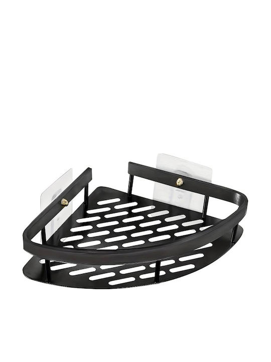 Home Use Corner Wall Mounted Bathroom Shelf Metallic 28x5.5x21cm Black