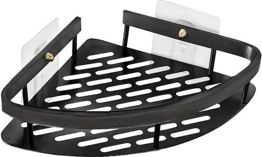 Home Use Corner Wall Mounted Bathroom Shelf Metallic 28x5.5x21cm Black