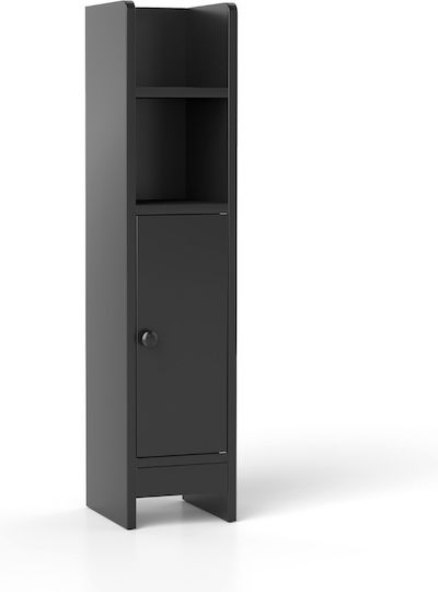 Costway Επιδαπέδια Ραφιέρα Μπάνιου Ξύλινη 20x18x80cm Μαύρη