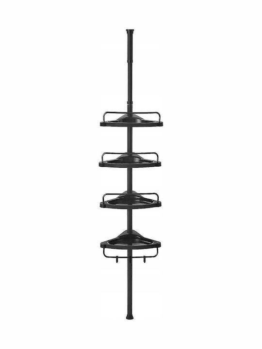 Floor Bathroom Shelf Metallic with 4 Shelves 25x25x35cm Black