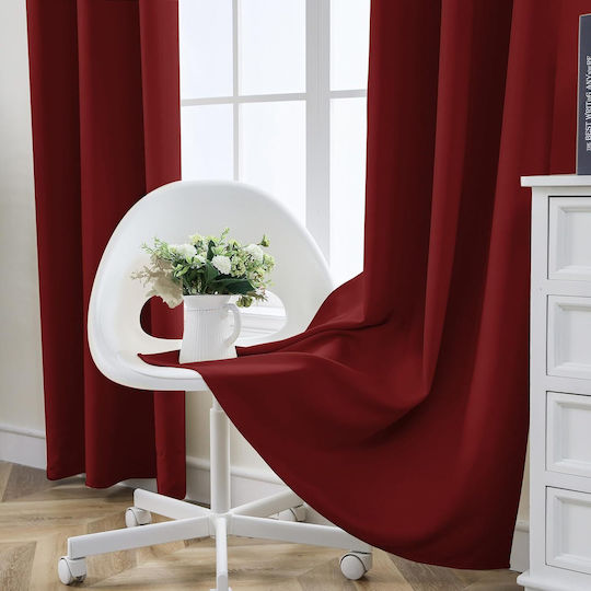 Cucraf Σετ Κουρτίνες Συσκότισης με Τρουκς Red 140x175εκ.