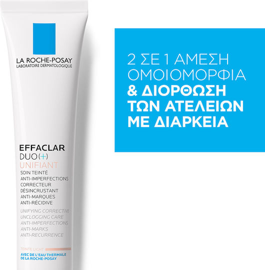 La Roche Posay Effaclar Duo+ Unifiant Light 24ωρο Ρυθμιστικό Gel Προσώπου Ημέρας με Χρώμα κατά των Ατελειών με Νιασιναμίδη 40ml