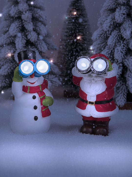 Decorațiune Solară de Crăciun Led Alb Rece 14 Cm Figurine Om de Zăpadă Ren Moș Crăciun