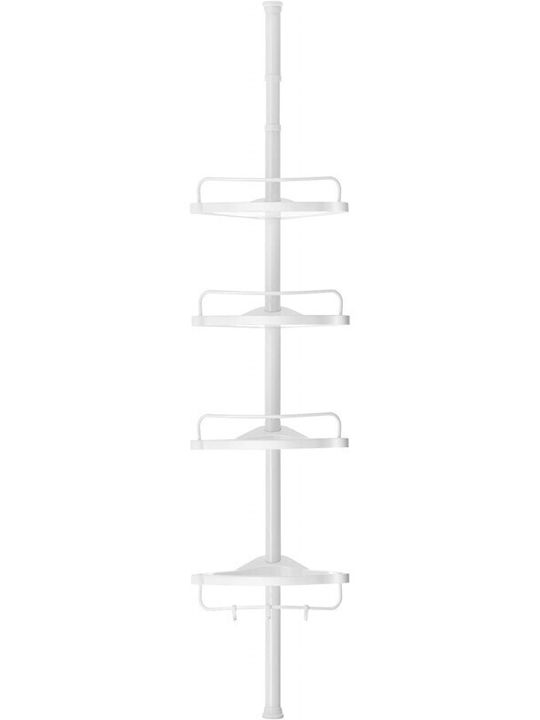 Songmics Ecke An der Wand montiert Badezimmerregal Kunststoff mit 4 Regalböden 35x23x305cm Weiß