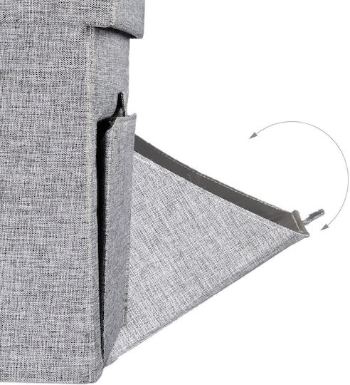 Living Room Stool Collapsible With Storage Space Upholstered With Gray Fabric 38x38x38cm