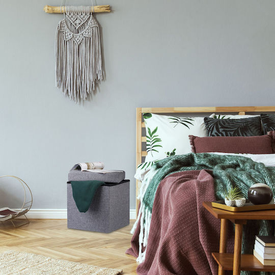 Living Room Stools Collapsible With Storage Space Upholstered With Fabric Anthracite 38x38x38cm