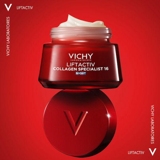 Vichy Liftactiv Collagen Specialist Κρέμα Προσώπου Νυκτός για Αντιγήρανση, Σύσφιξη & Λάμψη με Υαλουρονικό Οξύ & Βιταμίνη C 50ml