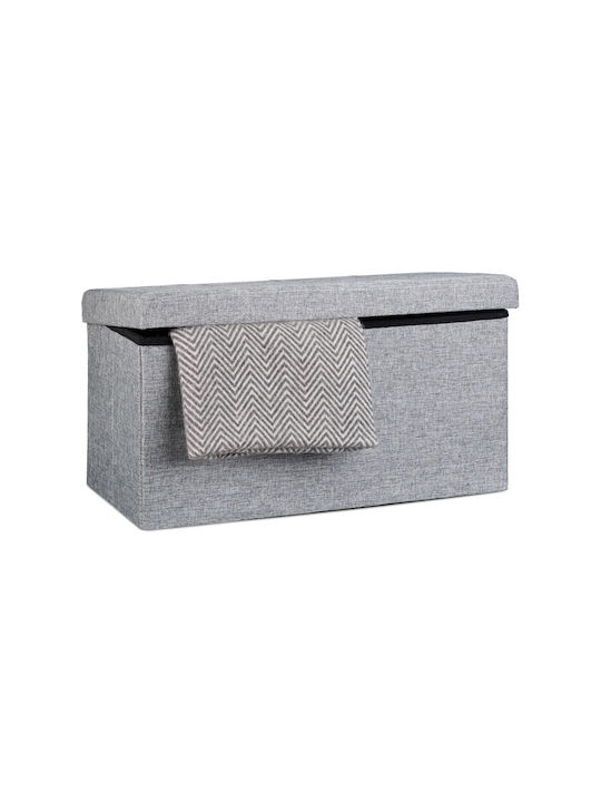 Taburet Camera De Zi Pliabil Cu Spațiu De Depozitare Tapițat Cu Țesătură Gri 38x76x38cm