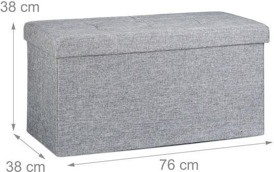 Living Room Stool Collapsible With Storage Space Upholstered With Gray Fabric 38x76x38cm