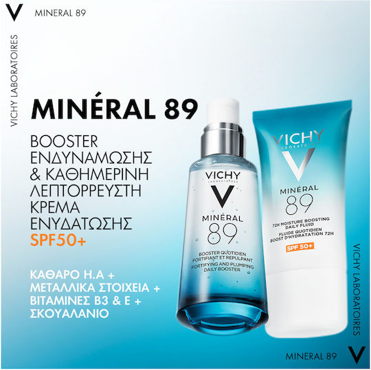 Vichy Mineral 89 Light 72ωρη Ενυδατική Λεπτόρρευστη Κρέμα Προσώπου Ημέρας με SPF50 κατά των Ατελειών με Υαλουρονικό Οξύ 50ml
