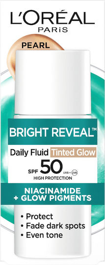 L'Oreal Paris Paris Bright Reveal Daily Fluid Tinted Glow Light Ανδρική Λεπτόρρευστη Κρέμα Προσώπου Ημέρας με Χρώμα για Ενυδάτωση, Ατέλειες & Πανάδες με Νιασιναμίδη 50ml