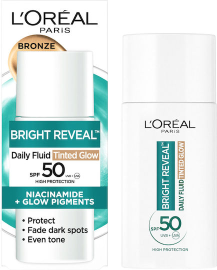 L'Oreal Paris Bright Reveal with Niacinamide Bronze Lightweight Cream Face Day Tinted and SPF50
