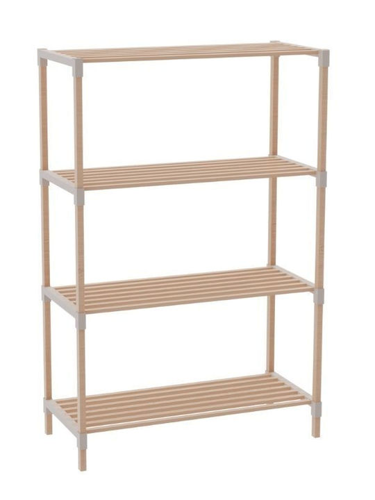FixWood Floor Bathroom Shelf Wooden 65x30x116cm Beige