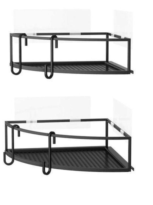Umbra Metallic Corner Wall-Mounted Bathroom Shelf with 2 Tiers 23x23x8cm