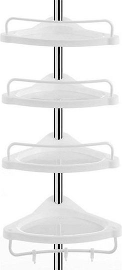 Factory MW-832 Colțar Montat pe perete Raft Baie Plastic cu 4 Rafturi 33x21.5x320cm Albă Factory MW-832 Colțar Montat pe perete Raft Baie Plastic cu 4 Rafturi 33x21.5x320cm Albă