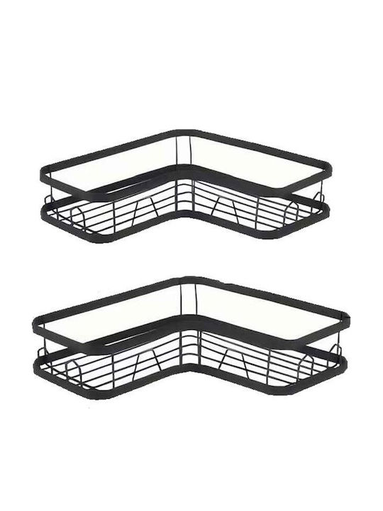 Corner Wall Mounted Bathroom Shelf Metallic Black