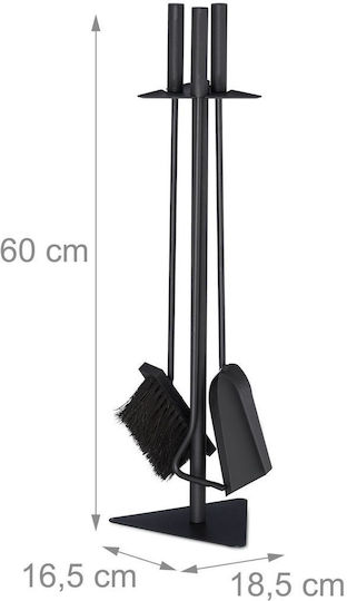 Relaxdays Set de Unelte și Accesorii pentru Șemineu cu Suport Negru