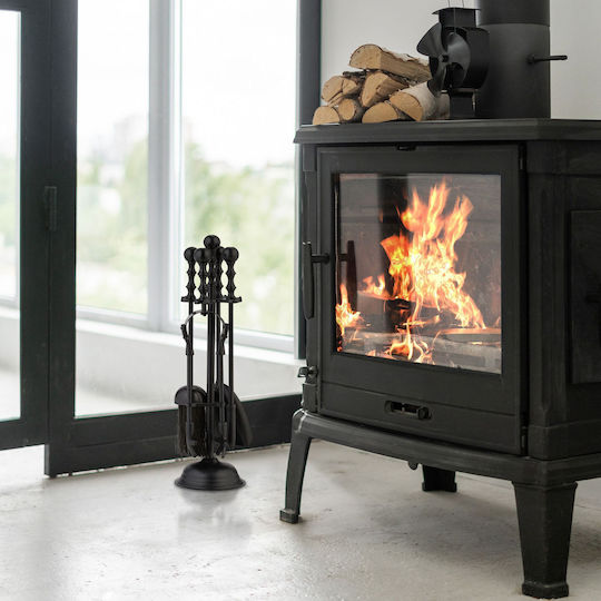 Relaxdays Fireplace Tool Set With Black Stand Holder