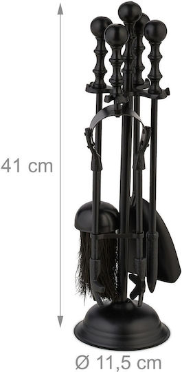 Relaxdays Fireplace Tool Set With Black Stand Holder