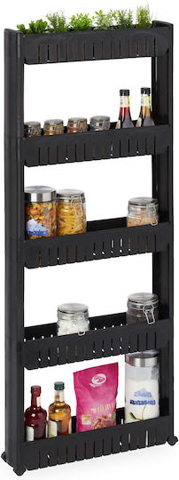 Relaxdays Boden Badezimmerregal Kunststoff 131x12.8x54cm Schwarze