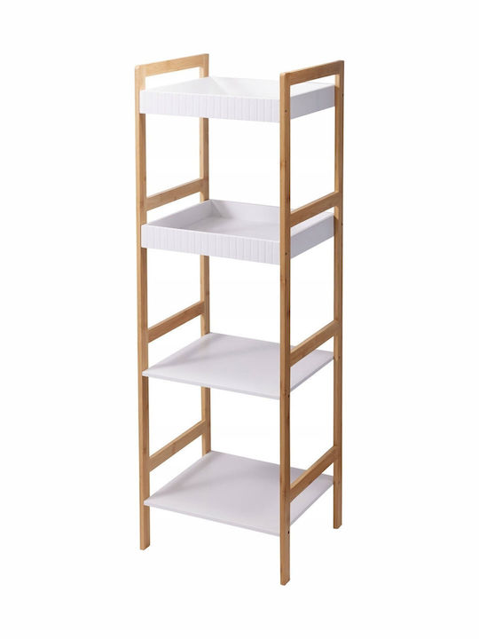 MRShome Επιδαπέδια Ραφιέρα Μπάνιου Bamboo 36x33x110cm Λευκή