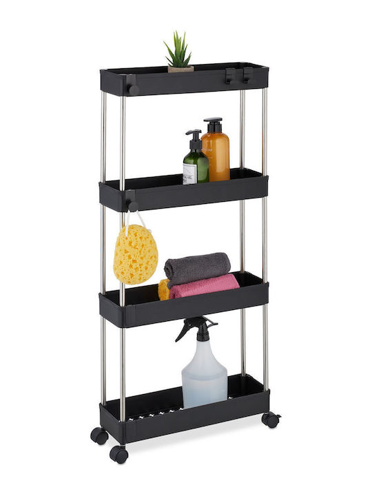 Relaxdays Raft de Baie de Podea din Plastic cu 4 Rafturi 88x41.5x14.5cm Gri