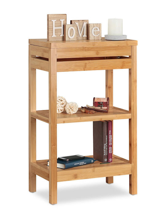 Relaxdays Floor Bathroom Shelf Bamboo 76.5x29.5x46cm Brown