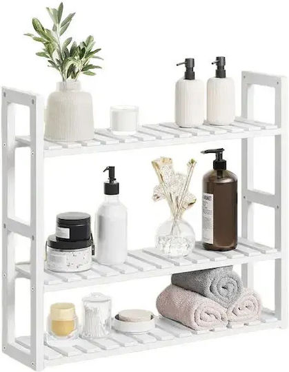 Songmics Wandmontiertes Badezimmerregal Bamboo Weiß