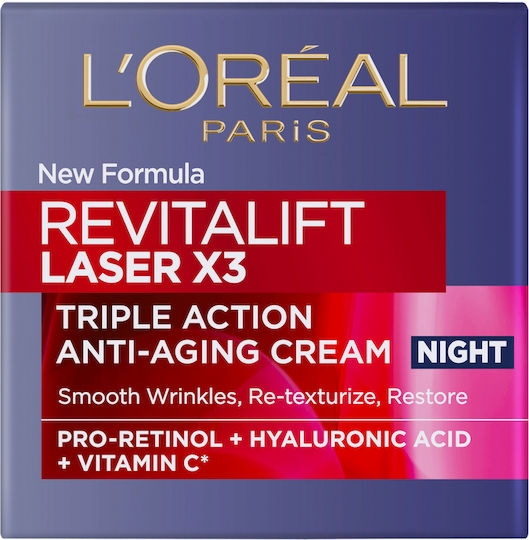 L'Oreal Paris Revitalift Laser Renew Night Cream for Face & Lips for Moisturizing Anti-Aging & Firming with Hyaluronic Acid & Vitamin C 50ml