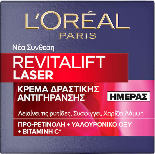 L'Oreal Paris Revitalift Laser Gesichtscreme für Gesicht & Lippen Tag für Feuchtigkeitsspendend, Anti-Aging & Festigung mit Hyaluronsäure 50ml