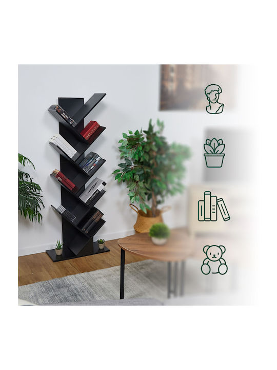 Bücherregal Schwarz 51x25x138cm