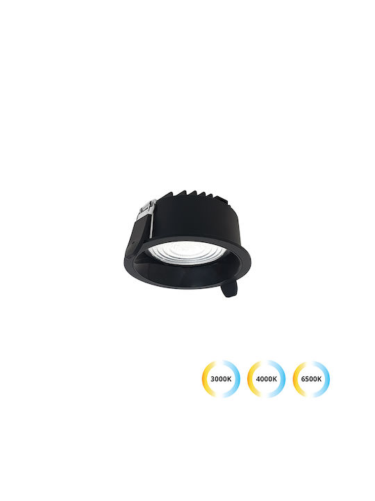 Viokef Rund Metallisch Einbau Spot mit integriertem LED und Warmweißes Licht Schwarz 1Stück